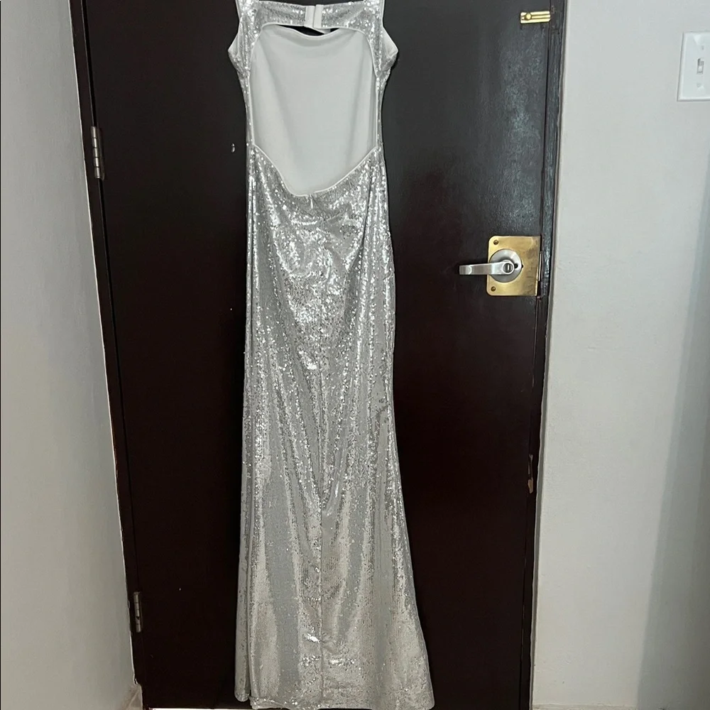 Boutique Silver Sequin Gown Medium - Picture 3 of 3